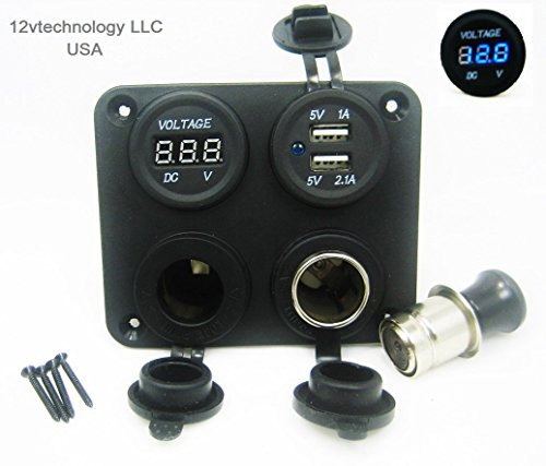 Panel 3.1 A USB Charger plus Voltmeter plus12V Socket Accessory  and  Cigarette Lighter