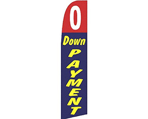 AES 0 Down Payment Red/Blue Swooper Super Feather Advertising Premium Quality Fade Resistant Flag