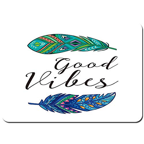 Non-Slip Bath Mats,Good Vibes,Boho Art Style Feathers with Ethnic Feathers Hand Writing Type Native Tribal,Soft Plush Rug Living Room Bedroom Floor Shower Entrance Carpet Pet Mat 29.5 inch x 17.5 inch Non-Slip Bath Mats,Good Vibes,Boho Art Style Feathers with Ethnic Feathers Hand Writing Type Native Tribal,Soft Plush Rug Living Room Bedroom Floor Shower Entrance Carpet Pet Mat 29.5 inch x 17.5 inch