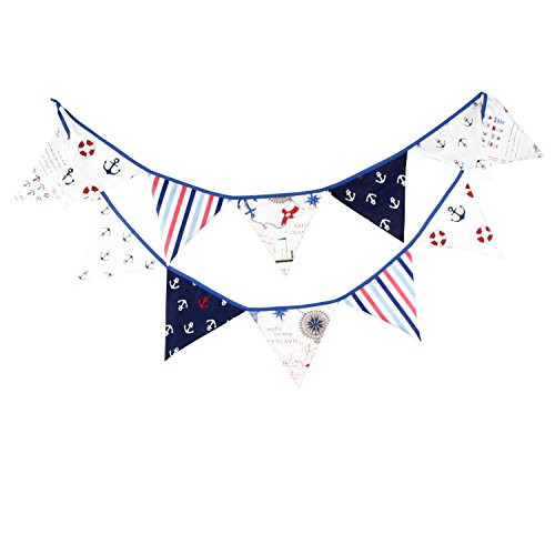 Natsunohi Flag Garland Fabric Flag Buntings Garlands Burlap Banner, DIY Decoration Wedding Party (Pirate)