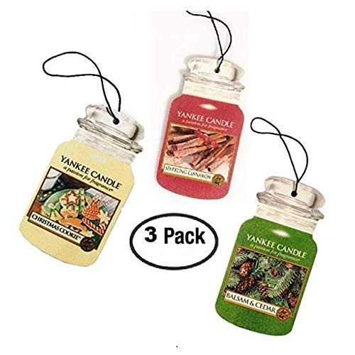 Yankee Candle Car Jar Variety 3 Pack - Sparkling Cinnamon, Balsam & Cedar, Christmas Cookie
