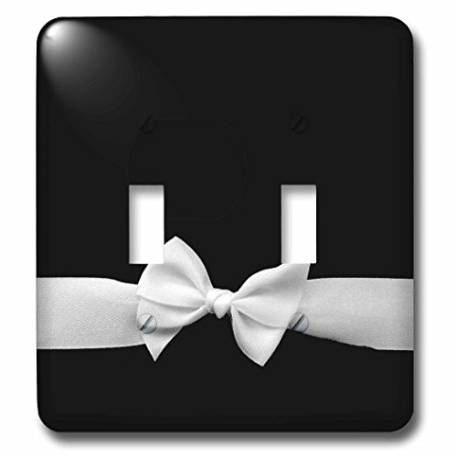 3dRose lsp_56658_2 Elegant and Classy White Ribbon Bow on Sleek Stylish Black Toggle Switch