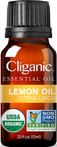 Cliganic USDA Organic Lemon Essential Oil, 100percent Pure  and  Natural   Undiluted, for Aromatherapy, Household Cleaning   Non-GMO Verified