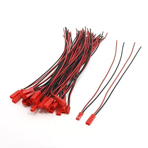 YXQ 20Pairs JST 2 Pin Male Female Connector 22AWG Red and Black 200mm Wire for RC Plane Battery (20 pairs, R+B 200mm)