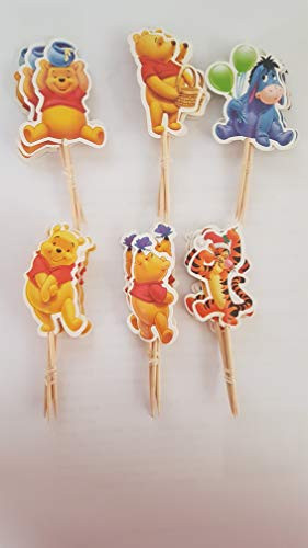 KBN 24pc Winnie the Pooh Cuppcake Toppers for Party Decorations Supply Birthday Kids