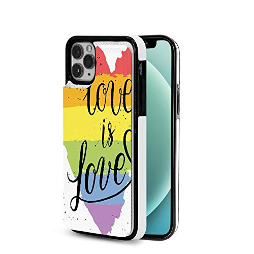 Designed for iPhone 12 Pro Max Case,Pride, LGBT Gay Lesbian Parade Love is Love Hand Writing Paint Strokes, Multicolor for The iPhone 12 Pro Max TPU Case Design 6.7 inch