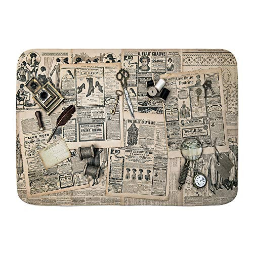HATESAH Bathroom Rugs Bath Mat,Antique Accessories Sewing and Writing Tools Vintage Fashion Magazine for The Woman,Non Slip Shower Mat Super Cozy Floor Rug Doormats Carpets Bathroom Decorations