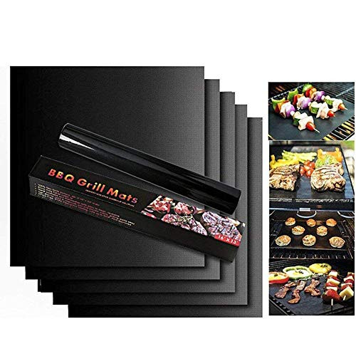 FWX BBQ Grill Mat Easy Clean & Easy Use on Gas, Charcoal, Electric Grill Non Stick Reusable Barbecue Grill Mat Heat Resistant Set of 5 Non Stick BBQ Grill Mats - PTFE Teflon Baking Sheets - Heavy FWX BBQ Grill Mat Easy Clean & Easy Use on Gas, Charcoal, Electric Grill Non Stick Reusable Barbecue Grill Mat Heat Resistant Set of 5 Non Stick BBQ Grill Mats - PTFE Teflon Baking Sheets - Heavy