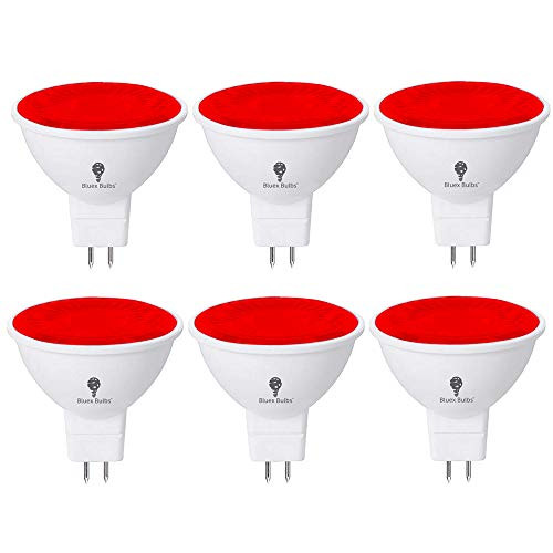 6 Pack BlueX LED MR16 Red Light Bulb - 6W (50Watt Equivalent) - GU5.3 Bi-Pin Base 12V Red LED Red Bulb, Party Decoration, Porch, Home Lighting, Holiday Lighting, Decorative Illumination MR16 LED Bulb