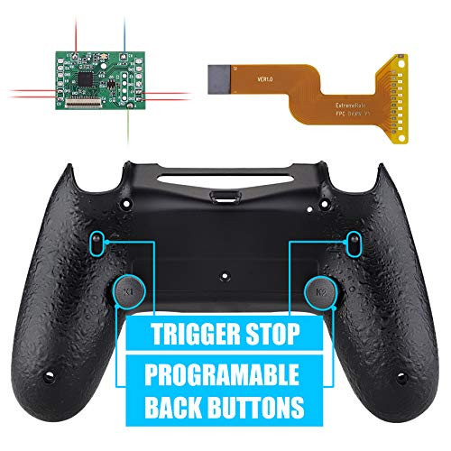 eXtremeRate Textured Black Dawn 2.0 FlashShot Trigger Stop Remap Kit for PS4 CUH-ZCT2 Controller, Upgrade Board  and  Redesigned Back Shell  and  Back Buttons  and  Trigger Lock for PS4 Controller JDM 040/050/055