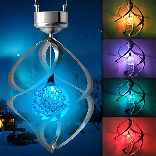 JOBOSI Solar Rotating Wind Chime lamp LED Colour Changing Hanging Wind Light Glowing Wind Chimes Outdoor Decor mom Gifts Thanksgiving Gift Grandma GiftsS Hook Wind Chimes Wind Chimes Gifts