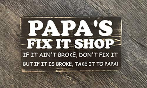 Tamengi Papa's Fix It Shop, Wood Sign, Rustic Sign, Farmhouse Sign, Home decore, Funny Quote Sign