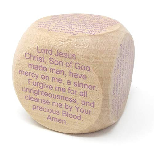 My Favorite Prayers Wooden Wood Prayer Cube for New Catholic Adults or Children