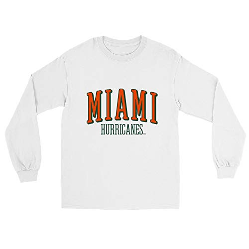 Venley Official NCAA Miami Hurricanes Men's/Women's Boyfriend Long Sleeve Tee RYLMIA07 - White, Large Venley Official NCAA Miami Hurricanes Men's/Women's Boyfriend Long Sleeve Tee RYLMIA07 - White, Large