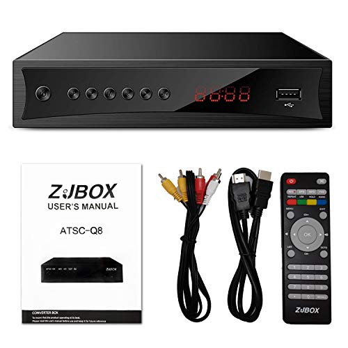 Digital TV Converter Box, ATSC Cabal Box - ZJBOX for Analog HDTV Live1080P with PVR Recording and Playback,HDMI Output,Timer Setting HDTV Set Top TV Box Digital Channel Free