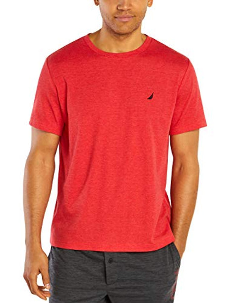 Nautica Men's Short Sleeve Crew Neck Soft Knit Sleep Tee, Maritime Red, Small