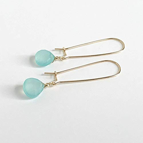 Mint Green Earrings for Women Dangle Aqua Chalcedony Jewelry 925 Sterling Silver or 14k Gold Filled Gift for Bride or Bridesmaid Mint Green Earrings for Women Dangle Aqua Chalcedony Jewelry 925 Sterling Silver or 14k Gold Filled Gift for Bride or Bridesmaid