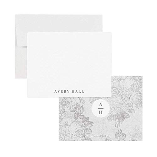 Personalized Floral Note Cards with Envelopes, Custom Floral Stationary Set, Elegant Women Stationary Paper, Your Choice of Colors and Quantity