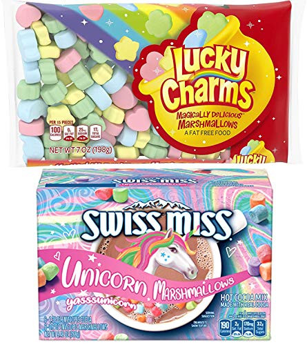 Magically Marshmallows Lucky Charms Edition Jet-Puffed plus Unicorn Theme pack Hot Cocoa Swiss Miss 2 fun items