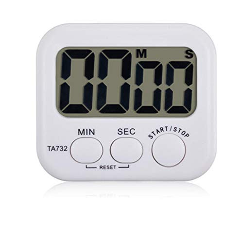 SUKRAGRAHA Large Digits Loud Alarm Magnetic Back w Stand Digital Kitchen Timer Simple Operation White