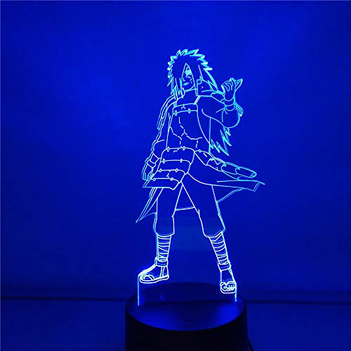 3D Night Light Anime lamp Naruto Uchiha Madara Anime Figures 3D LED Color Changing Action Figma Toys Shippuden Madara Night Lights Model Collectible Doll GZWD