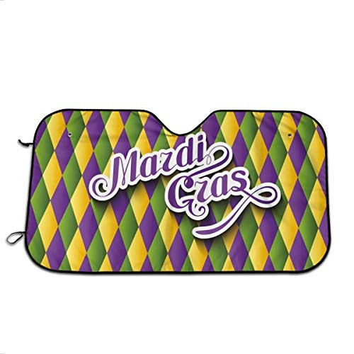 Windshield Sunshade for Car,Hand Writing Calligraphy Design On Diamond Line Pattern Iconic Colors,Front Window Sun Shade Visor Shield Cover(27.5 x 51)
