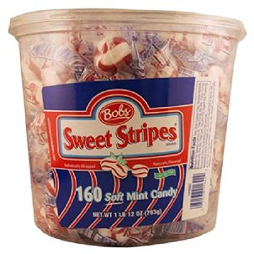 Bobs, Sweet Stripes Soft Mint Candy - Jar, Count 160 (1.12Lb) - Mint / Grab Varieties  and  Flavors