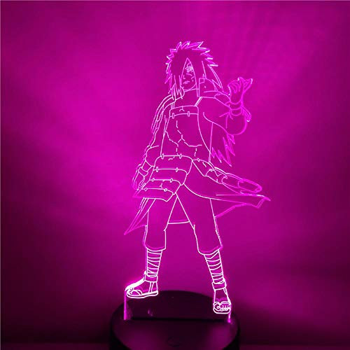 3D Led Atmosphere Toys Light Night Lamp Naruto Uchiha Madara Anime Figures Action Toys Shippuden Madara Model Collectible Doll 7 Color Changing Bedroom Decor Touch WIWIWI HOICHAN