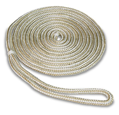 SeaSense Double Braid Nylon Dock Line, 3/8-Inch X 25-Foot, Gold/White
