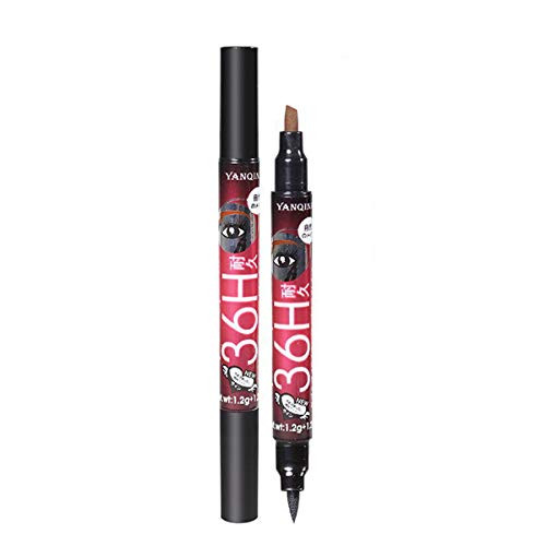 Ruiqas 2-in-1 Eyebrow  and Eyeliner Pencil Dual-end Waterproof Smudge-Proof Long Lasting Liquid Eye Liner Pen Makeup Cosmetic Tool