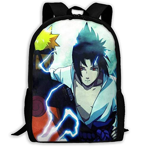 SWEET TANG StudentsNinja Uzumaki Naruto and Uchiha Sasuke Laptop Backpack Waterproof Book Bags Multipurpose Laptop Backpack for Hiking Camping College School