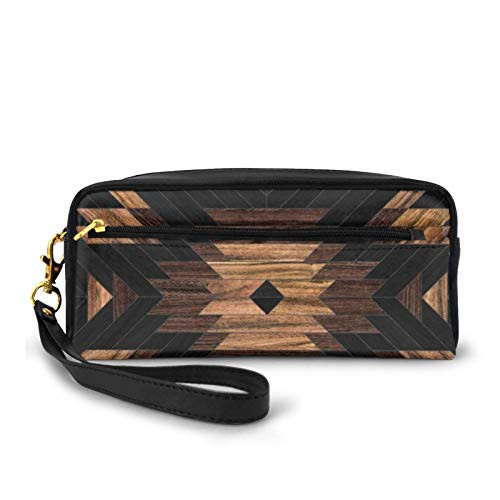 Pencil Case Pen Bag Makeup Pouch Wallet?Urban tribal aztec wood Large Capacity Pouch Holder Cosmetic Brush Makeup Bag for Travel Office School