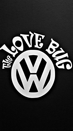 VW Volkswagen Love Bug Vinyl Decal Sticker|WHITE|Cars Trucks Vans SUV Laptops Wall Art|5.5" X 5"|CGS678