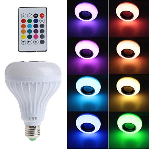 LIYUDL Wireless Bluetooth Speaker Music Playing Bulb Light,12W E27 LED RGB Lamp Light with Remote Controller