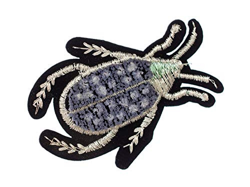 Miniblings Beetle Patch Hotfix Iron On Bug Beetles Insect Vermin 60x40mm Grey