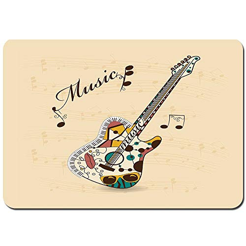 Non-Slip Bath Mats,Abstract Funky Guitar Instrument Melody Musical Notes and Hand Writing,Soft Plush Rug Living Room Bedroom Floor Shower Entrance Carpet Pet Mat 31.5 inch x 23.5 inch Non-Slip Bath Mats,Abstract Funky Guitar Instrument Melody Musical Notes and Hand Writing,Soft Plush Rug Living Room Bedroom Floor Shower Entrance Carpet Pet Mat 31.5 inch x 23.5 inch