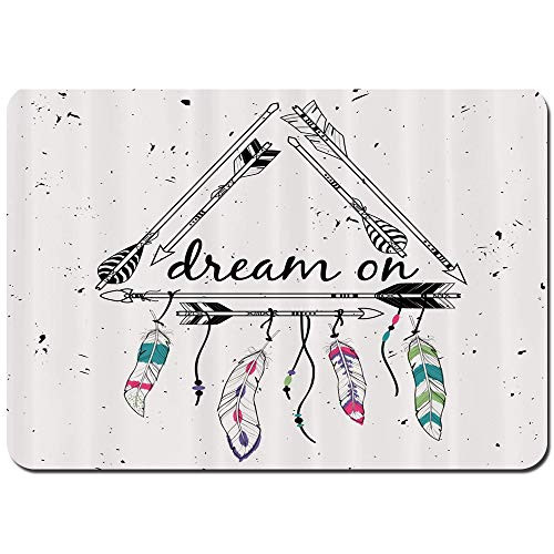 Bath Mats for Bathroom,Boho Style Arrows Triangle Shape Dream Hand Writing Feathers Non Slip Door Rugs 29.5''X17.5''inch Bath Mats for Bathroom,Boho Style Arrows Triangle Shape Dream Hand Writing Feathers Non Slip Door Rugs 29.5''X17.5''inch