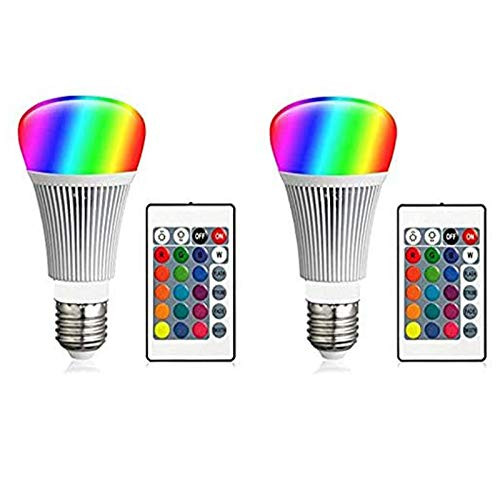 LXcom A19 E26/E27 LED Light Bulb Color Changing Light Bulb with Remote Control 10W E26/E27 RGBplusDaylight White LED Bulbs Dimmable Mood Ambiance Lighting for Holiday Atmosphere Bar Home Decor, 2 Pack