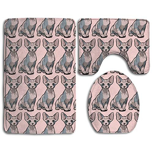 Bathroom Rug Mat Set 3-Piece Memory Foam Anti-Slip Sitting Sphynx Cat Bath Rugs Include U-Shaped Toilet Rug Toilet Seat Cover Mat and Bath Rug - Perfect Combination of Luxury and Comfort Bathroom Rug Mat Set 3-Piece Memory Foam Anti-Slip Sitting Sphynx Cat Bath Rugs Include U-Shaped Toilet Rug Toilet Seat Cover Mat and Bath Rug - Perfect Combination of Luxury and Comfort