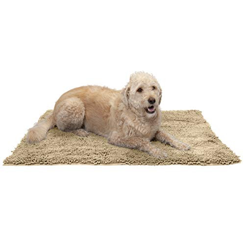Furhaven Pet Dog Mat - Muddy Paws Absorbent Chenille Shammy Bath Towel and Food Mat Rug for Dogs and Cats, Sand (Tan), Extra Large