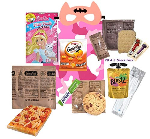 KIDS MRE (for a GIRL) Full Meal Several Entrée Options w/ Play Pack  and  more (Elbow Macaroni in Tomato Sauce)