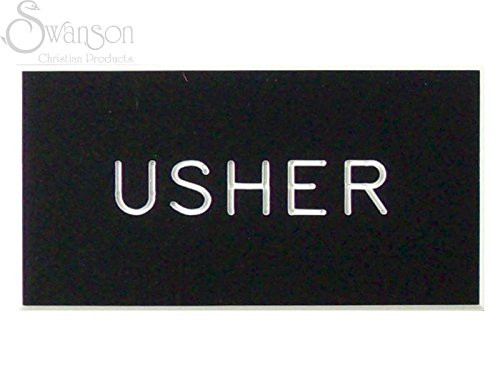 Badge-Usher-Magnetic-Black Plastic (1-1/4 x 2-3/8)