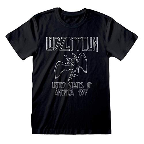 Led Zeppelin Men's USA '77. Slim Fit T-Shirt Small Black