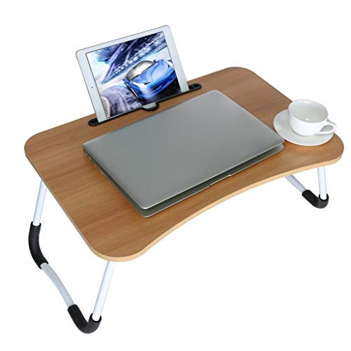 Vehpro Foldable Lap Table Laptop Desk for Bed Sofa, Portable Desk for Laptops and Writing Breakfast Serving Bed Tray (Khaki)