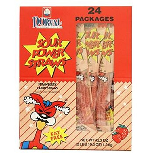 SOUR POWER STRAWS STRAWBERRY 42 oz Each ( 24 in a Pack )