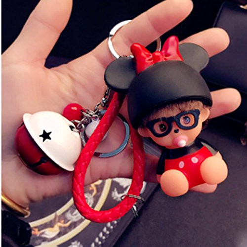 Doll Cartoon Key Ring Bag Charms With Golden Keyring, Cute Doll Keychain for Car Keyring, Charm Gift