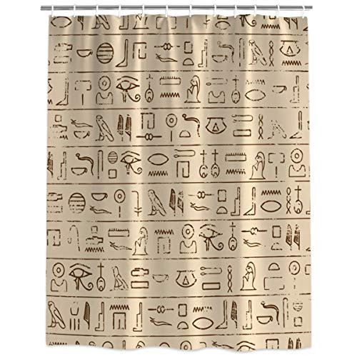 Coutious Polyester Fabric Shower Curtain Bathroom Decor 12 Hooks Ancient Egypt Writing Waterproof, Machine Washable, for Bathroom Showers, Stalls and Bathtubs 36 inchx72 inch