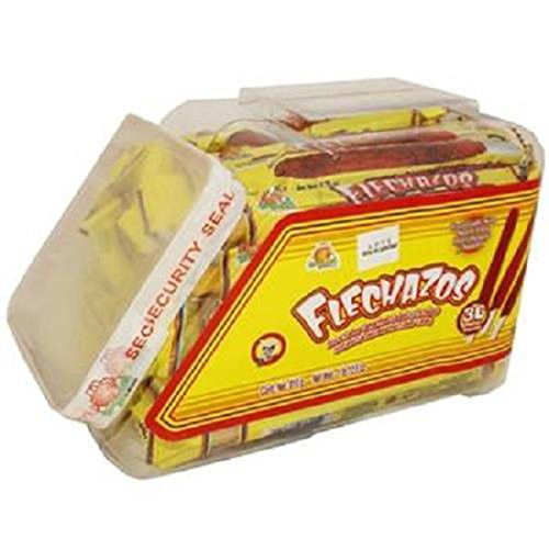 El Azteca Flechazos, Hot  and  Salt Tamarind Flavor Candy - Jar, Count 36 - Sugar Candy / Grab Varieties  and  Flavors