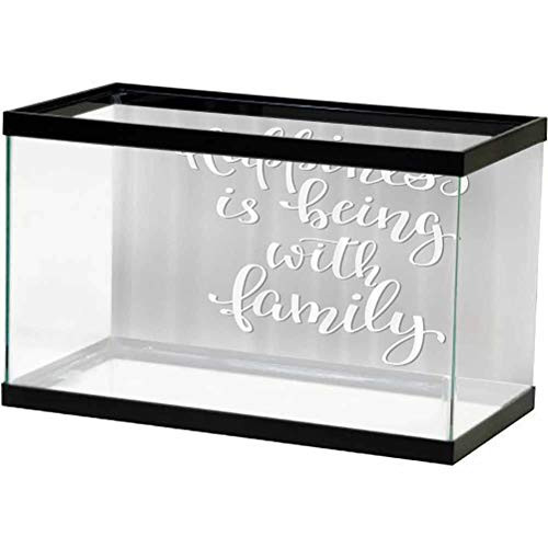 ScottDecor Family Aquarium Background Decoration Positive Family Themed Message Happiness Hand Writing Calligraphy Inspiration Photography Background Light Grey White L24 X H16 Inch