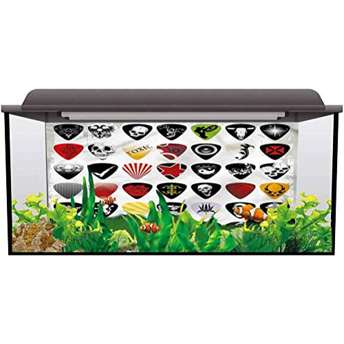Aquarium Wallpaper Background Rock Music,Guitar Picks Set PVC Adhesive Decor Pape L24 X H16 Inch